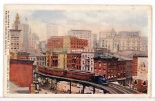 1895 - Steam Train on Curve, Elevated Railroad, Manhattan, New York NY Postcard picture