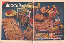 Nabisco Crackers Welcome Drop-ins 1969 60s Vintage Large 2 Page Print Ad 10x13.5 picture