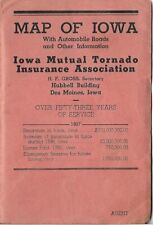 Vintage 1937 Road Map IOWA Windstorm Damage Mutual Tornado Insurance Association picture