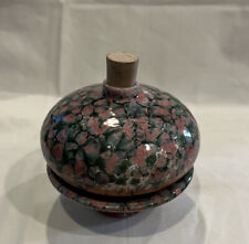 Vtg 3 Piece Hand-Thrown Clay Perfume/Scent Bottle With Cork Marked 