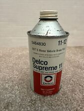 VINTAGE DELCO SUPREME 11 BRAKE FLUID METAL CAN  12 OZ.  Feels Full picture