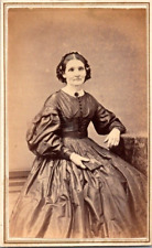 Woman, Satin Dress. Book, Brooch, Farmer Village, NY, c1860s, CDV Photo, #2301 picture