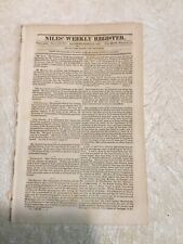 RARE 1825 NEWSPAPER NIEL’S WEEKLY BALTIMORE MARYLAND USA SLAVE TRADE picture