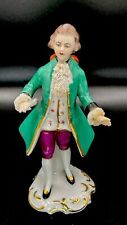 Vintage Frankenthal Dresden Art Lace Man in Green Coat Figurine Made in Germany  picture