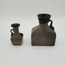 2 Vintage Black and Gray Square Scavo Vases picture