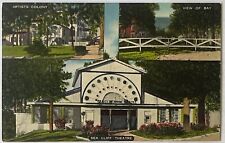 Rare 1940s Sea Cliff Theatre Artist Colony Long Island New York Linen Post Card picture