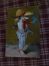Victorian Trade Card-1880s-TAILOR-C.J.Kiro-London-Child smoking with gun picture