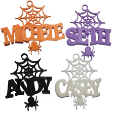 Personalized Name Halloween Ornaments, Spider Web Custom Name, Custom Name Tag picture