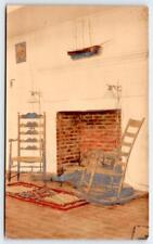 1910-1930 RPPC HANDCOLORED ROCKING CHAIRS BRICK FIREPLACE & FLOOR SHIP POSTCARD picture