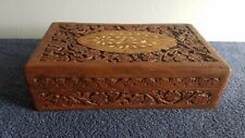 Vintage Carved Inlay Trinket Jewelry Box Amazing Antique  A8 picture