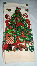 VTG CHRISTMAS DISH TOWEL NOS CHRISTMAS TREE BEARS PRESENTS L30 picture