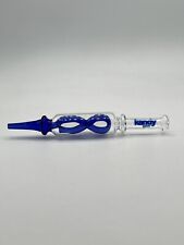 Premium Glass Hookah Collector Glass Straw Blue 6 Inch picture