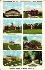Linen Postcard Multiple Views Rolla Missouri School of Mines Greetings Bell Cafe picture