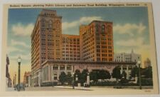 1930s linen postcard Rodney Square Public Library Wilmington DELAWARE Trust Bldg picture