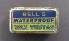 Vintage Bell's Waterproof Wax Vestas Metal Tin With Matches Nine Good Plus Cd. picture