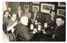 VTG 1950s MEN + WOMEN AT HEIDELBERG PUB - Man Hides Face from Camera RPPC PHOTO picture