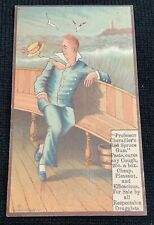 1880s Professor Chevallier's Red Spruce Gum Paste Victorian Trade Card Man Boat picture