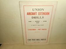 UNION TWIST DRILL Co AIRCRAFT EXTENSION Drills 1948 Consumer Price List Pamphlet picture