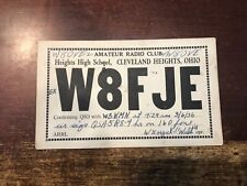 1936 W8FJE Cleveland Heights Ohio High School Amateur Radio Club QSL card ham picture