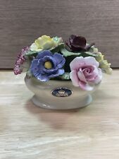 Aynsley England Flower Basket Figurine Roses Bone China Hand Painted Vintage 4” picture