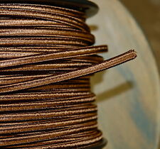 Brown 2-Wire Cloth Covered Cord 18ga Vintage Style Lamp Lights Antique Fan Rayon picture
