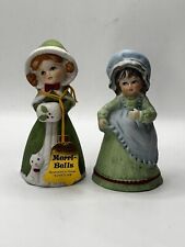 Vintage Jasco Merri-Bells Girl w/Cat Porcelain Figurine Christmas Bell 1978 picture