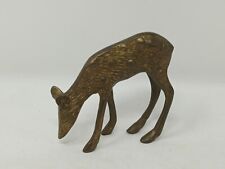 Vintage Solid Brass Spotted Deer Figurine Doe Fawn Woodland Grazing  picture