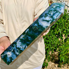 5.3LB Large Natural water grass agate water Obelisk crystal energy column picture