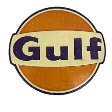 Vintage Style Racing Gulf Gasoline Oil Metal Tin Quality Sign Open ROAD picture