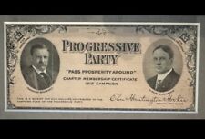 1912 Roosevelt Johnson Jugate  Progressive Party $5 Membership Bull Moose Party picture