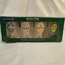 Irish Pub 16 Oz Pint Beer Glasses Set 4 Harp, Guinness, Smithwick's, & Kilkenny picture
