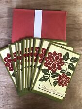 18 Vintage FSC Holiday Cards Red Green Poinsettia Flowers Merry Christmas picture