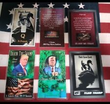 (6) Donald Trump Silver/Trading Cards. Black Swan Event Q, Drain The Swamp 2024 picture