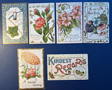 Mixture 6 Floral Greetings Antique Postcards. EMB w Gold. PUBL: GDD picture
