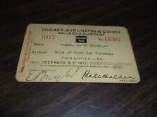 1915 CHICAGO BURLINGTON & QUINCY CB&Q EMPLOYEE PASS #15597 picture
