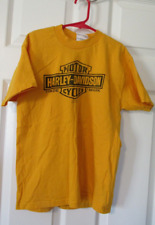 Harley Davidson  LOGO Youth T shirt  size youth M gold yellow NC  VGUC double picture