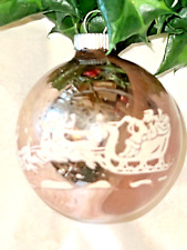 MCM Vintage SHINY BRITE Glass STENCILED SANTA SLEIGH REINDEER Christmas Ornament picture