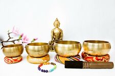 4 Singing bowl set for meditation, yoga made in Nepal, 100% hand hammer, beaten picture