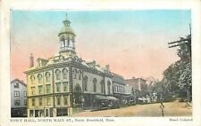 North Brookfield Massachusetts~Handcolored Town Hall~North Main St~c1915 picture