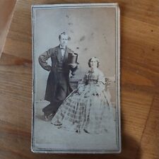 Antique cdv Carte de viste Man with Top Hat and Woman picture