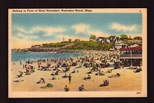 POSTCARD : MASSACHUSETTS - NANTASKET BEACH MA - BATHING IN FRONT OF HOTEL LINEN picture