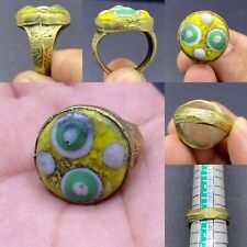 Very Unique Beautiful Islamic Mosiac Glass Two Eyes Fro Broken Magic Brass Ring picture
