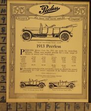 1912 PEERLESS TOURING TORPEDO DRIVE CAR AUTO MOTOR VINTAGE AD ZA19 picture