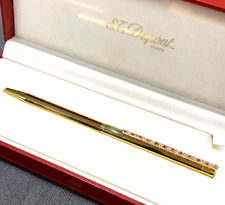 Authentic ST Dupont Gold Plated White Pink CZ Ballpoint Pen Box Papers picture