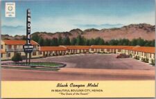 c1940s BOULDER CITY, Nevada Postcard BLACK CANYON MOTEL Hwy 93 Roadside Linen picture