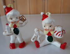 2 Vintage Holt Howard Christmas Ceramic Party Boys Ornaments Japan picture