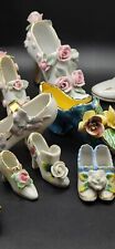 Vintage Lot of 16 Victorian Porcelain Ceramic Shoes Boot Collection  picture