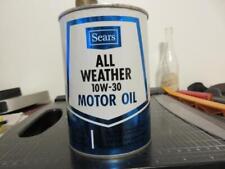 Vintage SEARS ALL-WEATHER 10W-30 Motor Oil One Quart Metal Can Full picture
