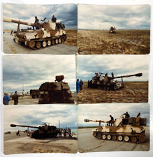 Vintage HOWITZER SELF PROPELLED TANK Photo LOT of 6 M109 155mm 1980s AIR SHOW picture