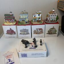 1996 Liberty Falls Village  4 Buildings 5 Solid Pewter Figurines Miniature Box picture